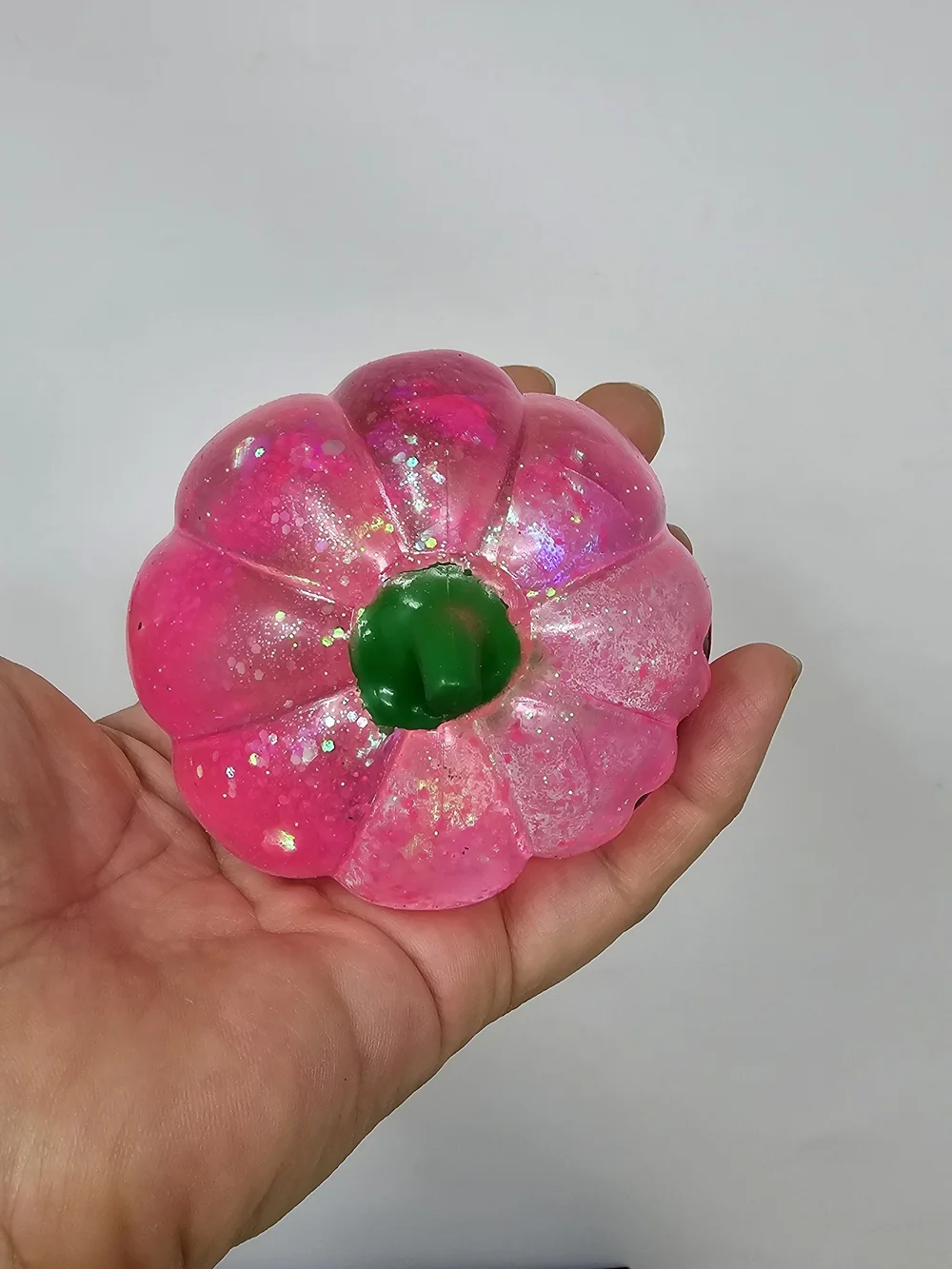 Pink Glitter Jack-o'-Lantern Pumpkin Squishy Toy Stress Relief